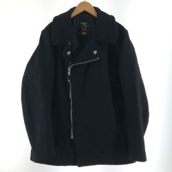 〇〇 Schott ショット メンズ メルトン ジップアップ ピーコート サイズ42 766US ブラック Bランク