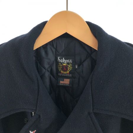  Schott ショット メンズ メルトン ジップアップ ピーコート サイズ42 766US ブラック
