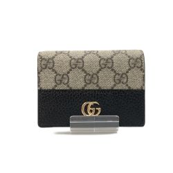 〇〇 GUCCI グッチ GGマーモント GGスプリーム ミニウォレット 二つ折り財布 658610 ベージュ x 財布 Bランク