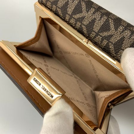  MICHAEL KORS マイケルコース MKシグネチャー コンパクトウォレット 三つ折り財布 ブラウン×ゴールド