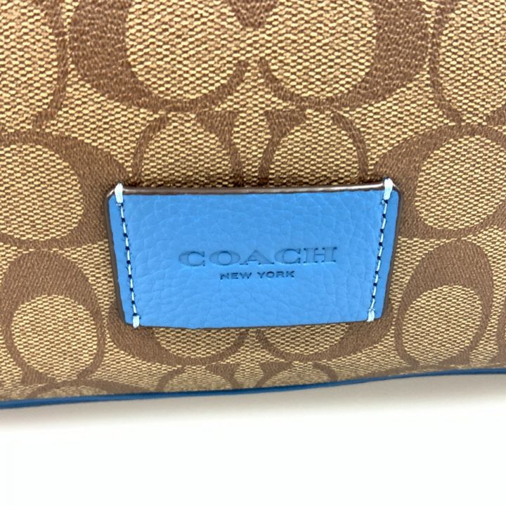 COACH コーチ ディストリクト クロスボディ カラーブロック シグネチャー ショルダーバッグ CH07G ベージュ x  ブルー｜中古｜なんでもリサイクルビッグバン