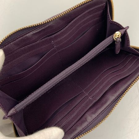  COACH コーチ シグネチャー ラウンドファスナー ウォレット F54630 ベージュ×パープル