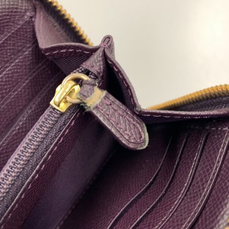  COACH コーチ シグネチャー ラウンドファスナー ウォレット F54630 ベージュ×パープル