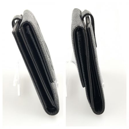  CHANEL シャネル キャビアスキン Wホック 二つ折り財布 ブラック