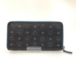 〇〇 MCM エムシーエム ラウンドファスナー 長財布 MYL6AVC80 BK001 ブラック×ブルー x ブルー Bランク