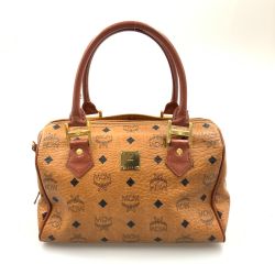 〇〇 MCM エムシーエム ヴィセトス ミニボストンバッグ  ブラウン Bランク