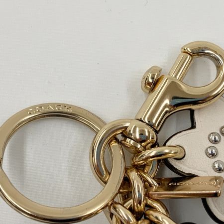 COACH コーチ 花形 桜 チャーム キーホルダー キーリング ベージュ