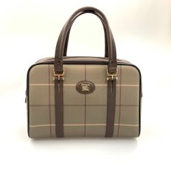 〇〇 BURBERRY バーバリー チェック ボストン ハンドバッグ ブラウン Bランク