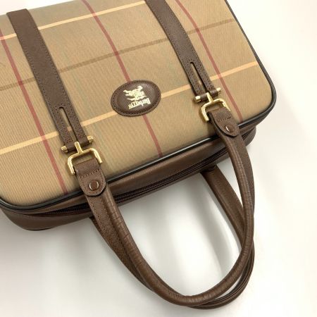  BURBERRY バーバリー チェック ボストン ハンドバッグ ブラウン