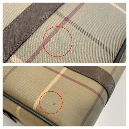  BURBERRY バーバリー チェック ボストン ハンドバッグ ブラウン