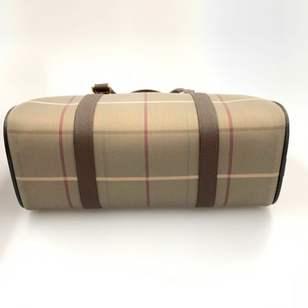  BURBERRY バーバリー チェック ボストン ハンドバッグ ブラウン