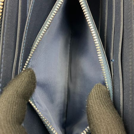  COACH コーチ デニム シグネチャー ジャカード ラウンドファスナー 長財布 C8313 ブルー
