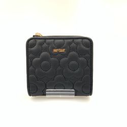 〇〇 MARY QUANT マリークワント キルトフォームデイジー ウォレット  二つ折り財布 ブラック Bランク