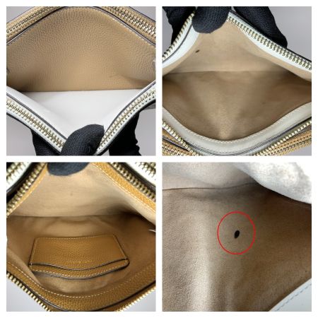  TORY BURCH トリーバーチ ペリーボンベダブルジップ ショルダーバッグ ホワイト x ブラウン