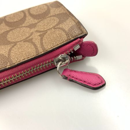  COACH コーチ ペイトン シグネチャー アコーディオンジップ ラウンドファスナー 長財布 F49163 ベージュ x ブラウン