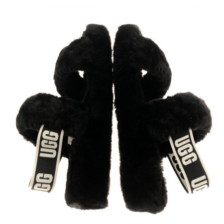  UGG アグ レディース シープスキンファー W OH YEAH フラッフサンダル 24.0cm 1107953 ブラック
