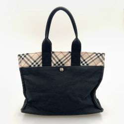 〇〇 BURBERRY LONDON バーバリーロンドン ノバチェック BLUE LABEL トートバッグ ハンドバッグ ブラック Bランク