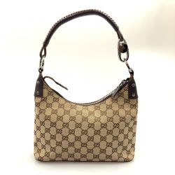 〇〇 GUCCI グッチ GGキャンバス ワンショルダーバッグ 115002 ベージュ Bランク