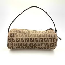 〇〇 FENDI フェンディ ズッキーノ ポーチ ミニバッグ ハンドバッグ ベージュ Bランク