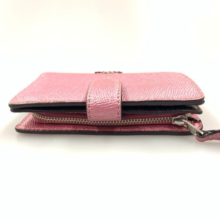  COACH コーチ メタリック クロスグレインレザー ミディアム 二つ折り財布 F23256 ピンク