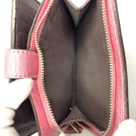  COACH コーチ メタリック クロスグレインレザー ミディアム 二つ折り財布 F23256 ピンク