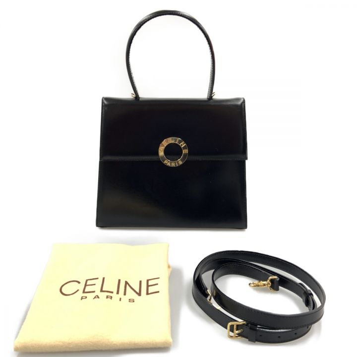 CELINE セリーヌ サークルロゴ 2way ショルダーバッグ ハンドバッグ ブラック｜中古｜なんでもリサイクルビッグバン