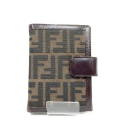 〇〇 FENDI フェンディ ズッカ 6穴 手帳カバー ブラウン Bランク