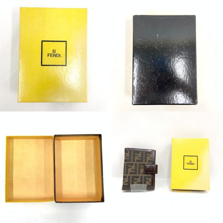 FENDI フェンディ ズッカ 6穴 手帳カバー ブラウン - 中古バッグ・財布