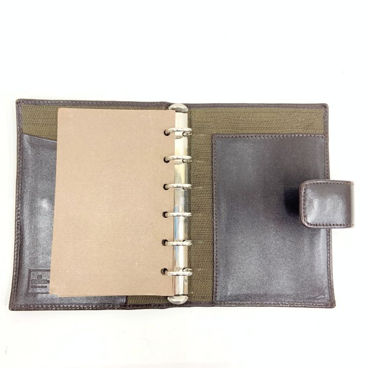 FENDI フェンディ ズッカ 6穴 手帳カバー ブラウン - 中古バッグ・財布 