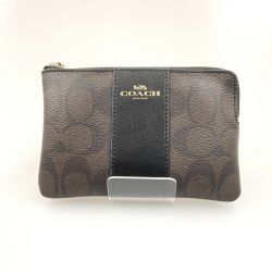 〇〇 COACH コーチ シグネチャー コーナー ジップ リストレット コスメポーチ  F58035 ブラウン Bランク
