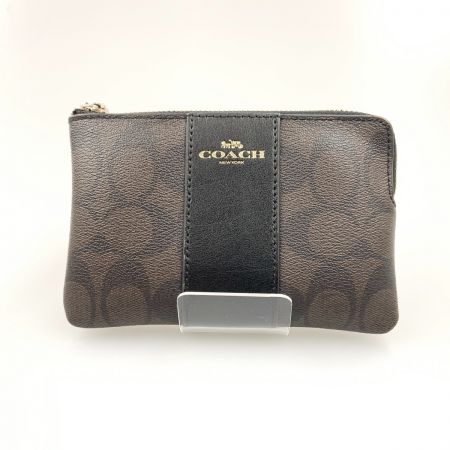  COACH コーチ シグネチャー コーナー ジップ リストレット コスメポーチ  F58035 ブラウン