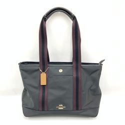 〇〇 COACH コーチ ナイロン トートバッグ CA208 ワインレッド x ブラック Bランク