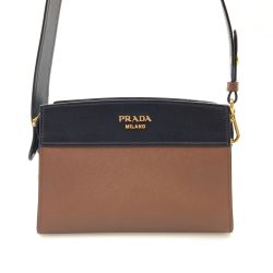 〇〇 PRADA プラダ エスプラナード バッグ ショルダーバッグ 1BH043 ブラック x ブラウン Aランク