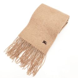 〇〇 BURBERRY BLUE LABEL バーバリーブルーレーベル マフラー 無地 ホース刺繍 ベージュ Bランク