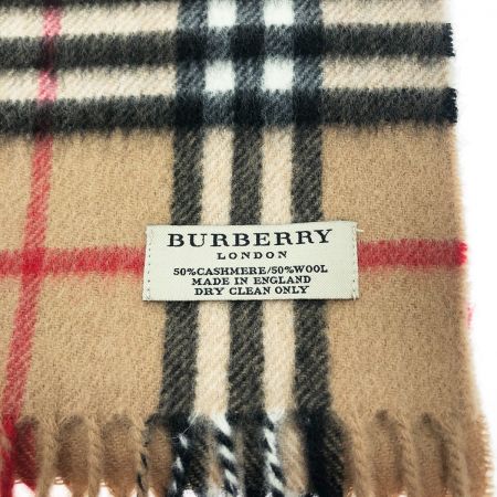  BURBERRY LONDON バーバリーロンドン マフラー チェック 50%カシミヤ 50%ウール  ベージュ