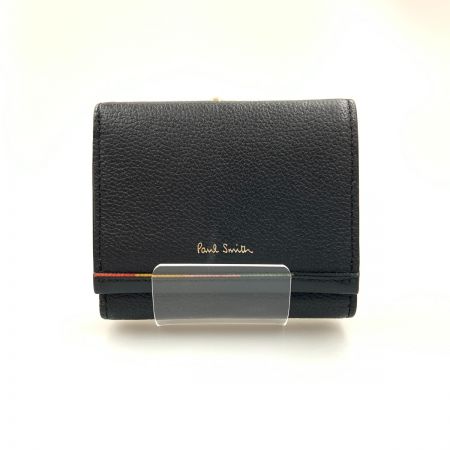  Paul Smith ポールスミス レイヤードストライプ がま口 三つ折り財布  BPW144 ブラック