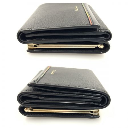  Paul Smith ポールスミス レイヤードストライプ がま口 三つ折り財布  BPW144 ブラック
