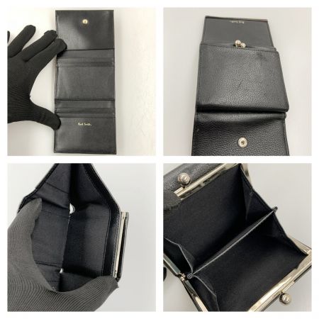  Paul Smith ポールスミス レイヤードストライプ がま口 三つ折り財布  BPW144 ブラック