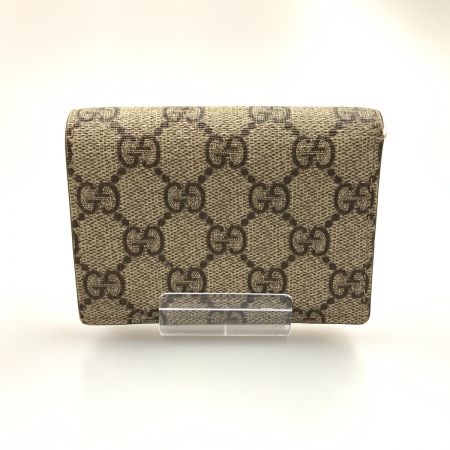  GUCCI グッチ GGスプリーム ダブルGカードケースウォレット ミニウォレット 二つ折り財布 658610 ピンク x ベージュ