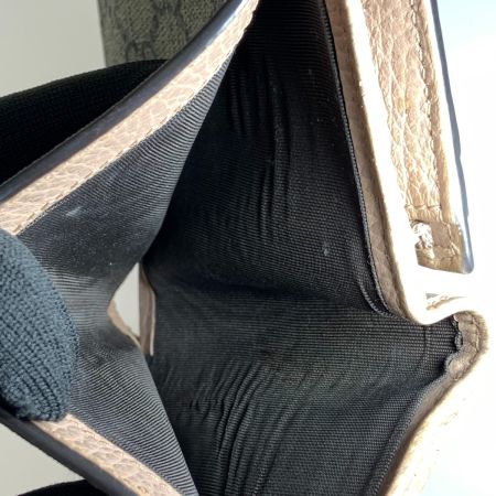  GUCCI グッチ GGスプリーム ダブルGカードケースウォレット ミニウォレット 二つ折り財布 658610 ピンク x ベージュ