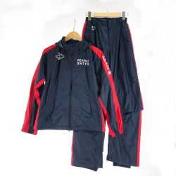 〇〇 PEARLY GATES パーリーゲイツ スポーツ ゴルフ レディース レインウエア 上下セット サイズO 053-988812 ネイビー x レッド Aランク