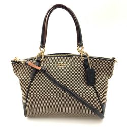 〇〇 COACH コーチ キャンバス エクスプローデッド 2wayトートバッグ バッグ  F57244 ブラック×ベージュ x ベージュ Bランク