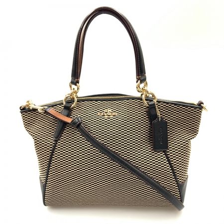  COACH コーチ キャンバス エクスプローデッド 2wayトートバッグ バッグ  F57244 ブラック×ベージュ x ベージュ