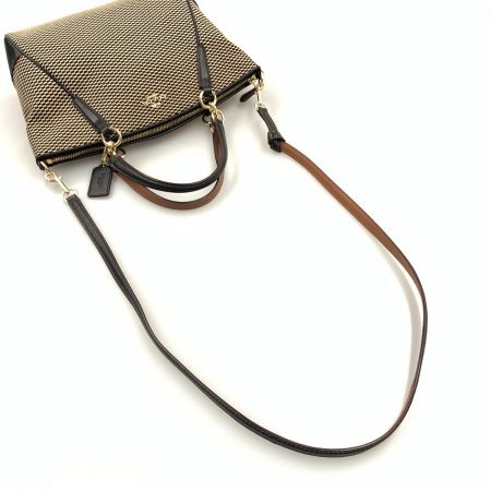  COACH コーチ キャンバス エクスプローデッド 2wayトートバッグ バッグ  F57244 ブラック×ベージュ x ベージュ