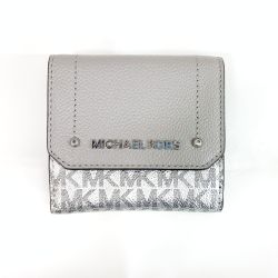 〇〇 MICHAEL KORS マイケルコース MK シグネチャー三つ折り財布  グレー Aランク