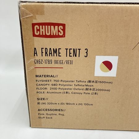  CHUMS チャムス エーフレームテント3 A-Frame Tent BEIGE/RED CH62-1789 未開封品 