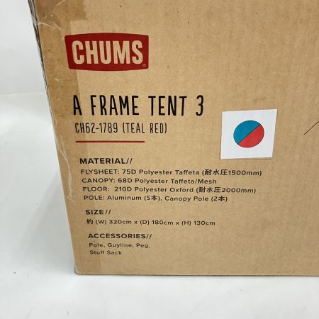  CHUMS チャムス エーフレームテント3 A-Frame Tent TEAL/RED CH62-1789 未開封品 