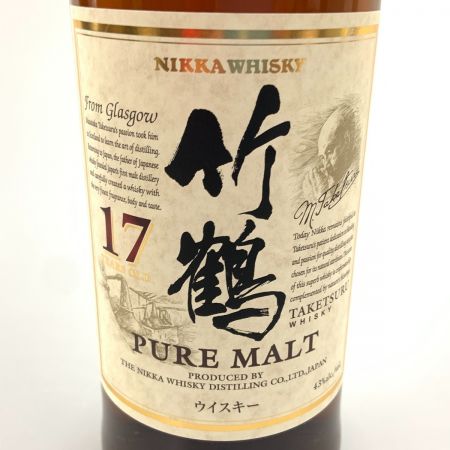 【北海道内限定発送】 TAKETSURU 竹鶴/ニッカウイスキー 17年 ピュアモルト 700ml 43% 国産ウイスキー  未開栓