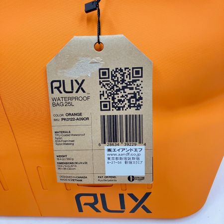  RUX ラックス Waterproof Bag ウォータープルーフバッグ 25L PK0122-A09OR 未使用品