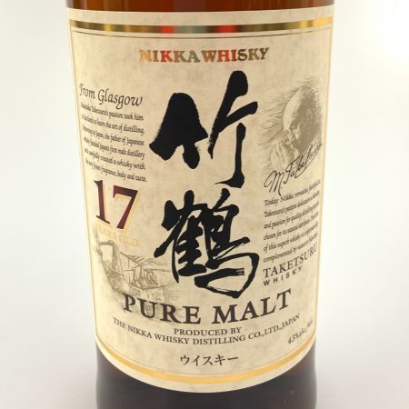 【北海道内限定発送】 TAKETSURU 竹鶴/ニッカウイスキー 17年 ピュアモルト 700ml 43% 国産ウイスキー  未開栓